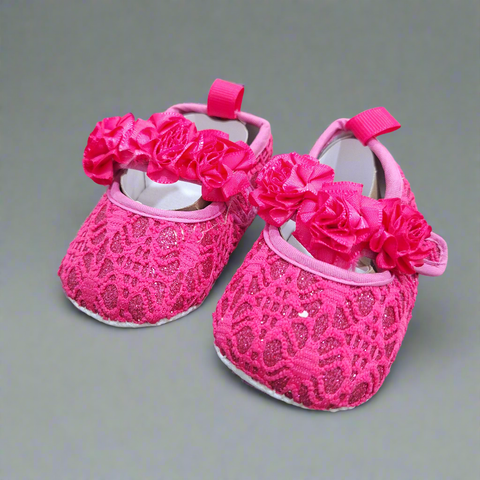 Baby Girl - Booties - Flowers - Pink