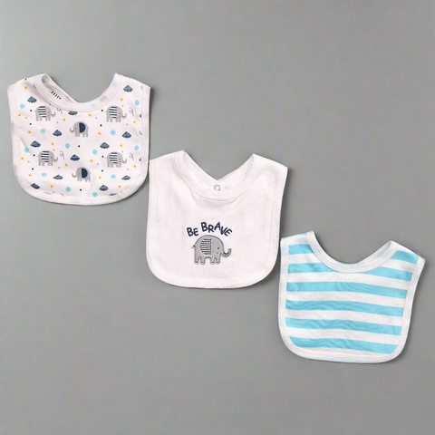 BRL - Pack of 3 - Baby Bibs - Elephant Theme