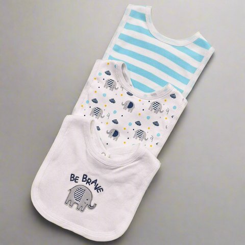 BRL - Pack of 3 - Baby Bibs - Elephant Theme