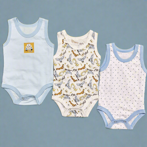 TBS - Pack of 3 Onesies - Boys - Blue & Owls