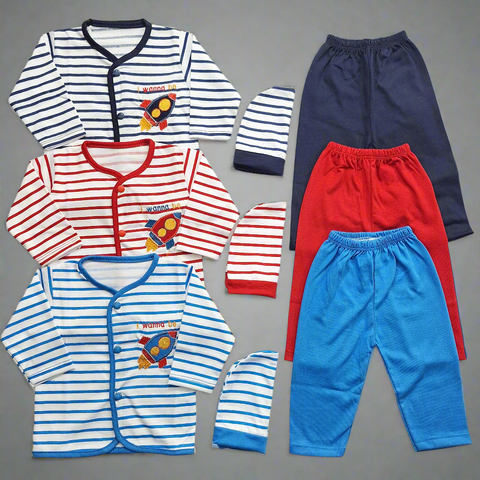 Kiddy's - Pack of 3 - Newborn Night Suits - Lining