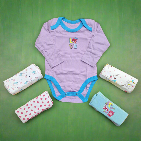 Little Love - Pack of 5 Long Sleeve Bodysuits - Girls