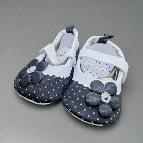 Baby Girl - Booties - Dots - Black