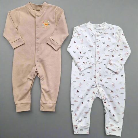 TBS - Pack of 2 Sleep Suits - Vol 02-25 - Brown & Fish