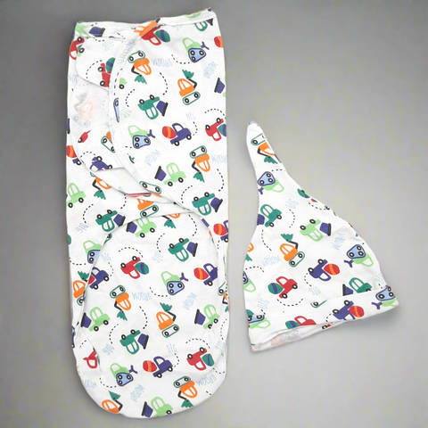 Swaddle with Cap - Colorful - Cars
