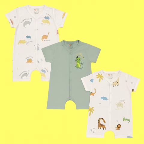 TBS_BRL - Pack of 3 - Short Leg Rompers - Jungle Fun