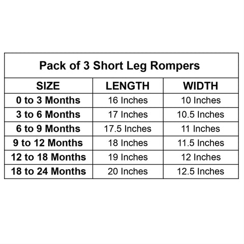 LO - Pack of 3 - Short Leg Rompers - Red - Elephant