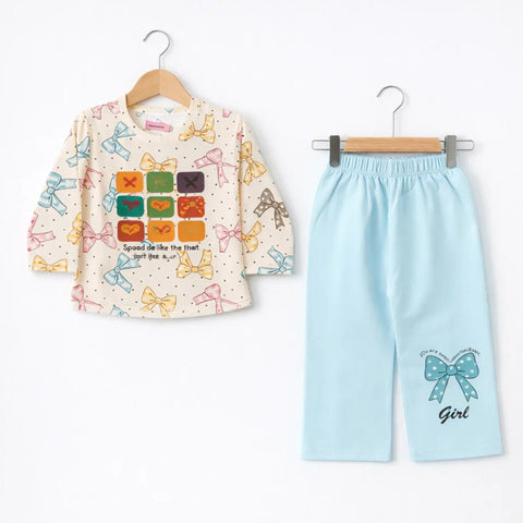 Up Time - 2 Pieces - Suit Set - Blue - Party Bow