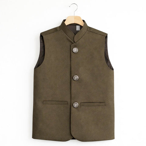 AN - Waist Coat - Olive - Plain
