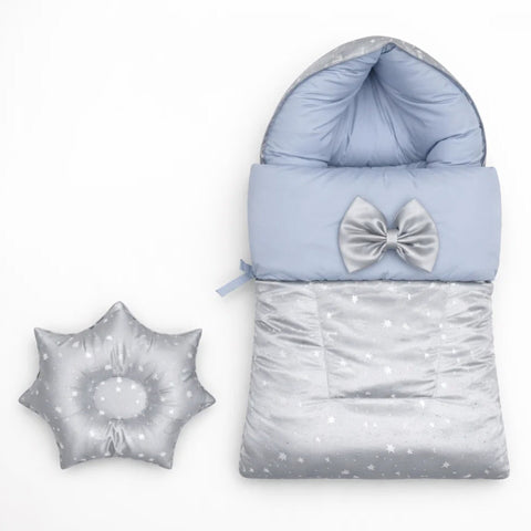 Cotton - Hooded Carry Nest - Grey - Twinkle Bow - 26