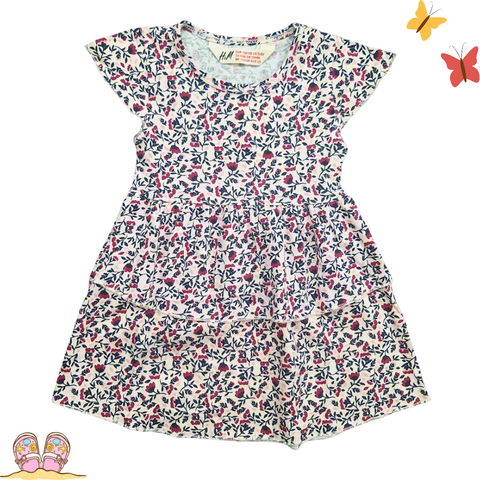 HM - Cotton Jersey - Frock - Vol 05-25 - Peach - Flowers
