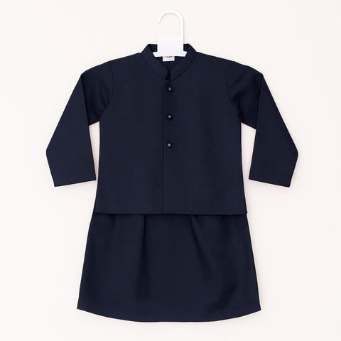 TBS - 3 Pieces - Waist Coat Kurta Shalwar - Wash N Wear - Navy