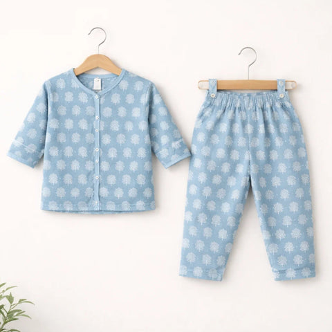 TBS - Cotton Jersey - Night Suit - Blue - Flower Bucket - 26