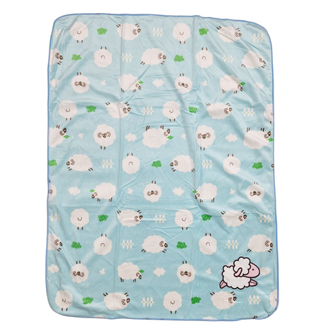 For Baby - Fur Blanket - Blue - Sheep