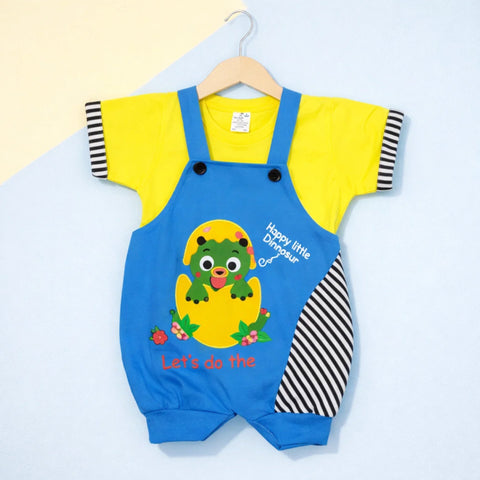 Hungle - 2 Pieces - Dungaree Set - Yellow - Dino Egg