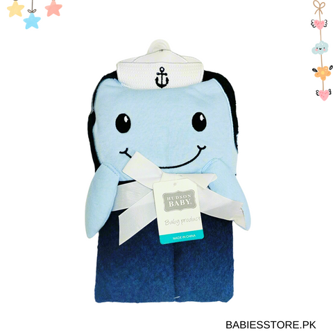 Baby Hooded Bath Towel - Blue - Dolphin