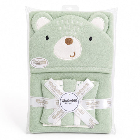 6 Pieces - Wonderchild - Bath Towel Gift Set - Green - Bear