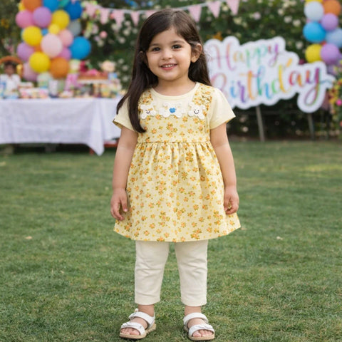 Junior - 2 Pieces - Frock Set - Peach - Queen