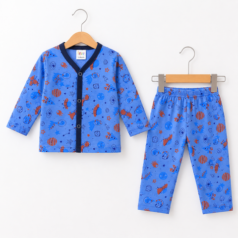 TBS - Cotton Jersey - Night Suit - Blue - Dino - 26