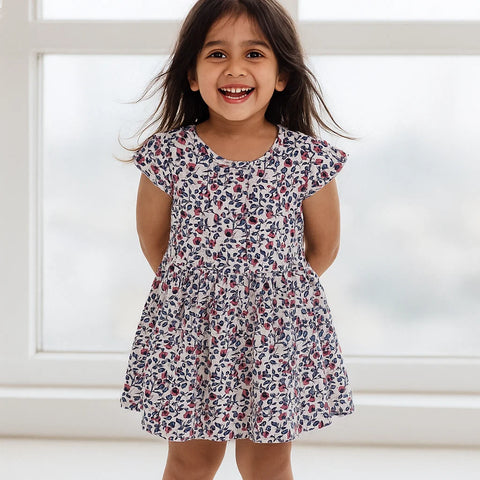 HM - Cotton Jersey - Frock - Vol 05-25 - Peach - Flowers