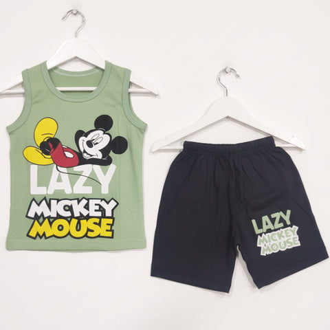 Cotton Jersey - Sando & Short - Green - Mickey
