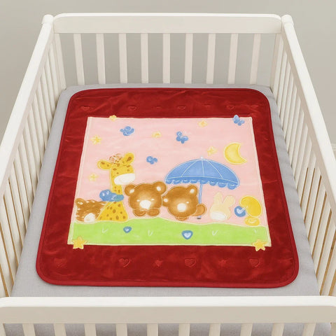 Mora Mink - Baby Blanket -  Red Umbrella & Animals