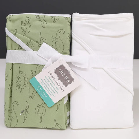 Aifeier - Pack of 2 - Hooded Cotton Wraps - Dinosaurs