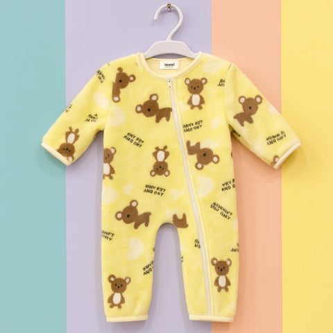 Fleece - Zipper Romper - Yellow - Luck