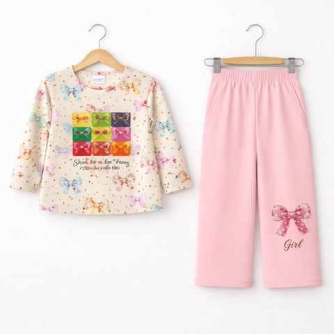 Up Time - 2 Pieces - Suit Set - Pink - Party Bow