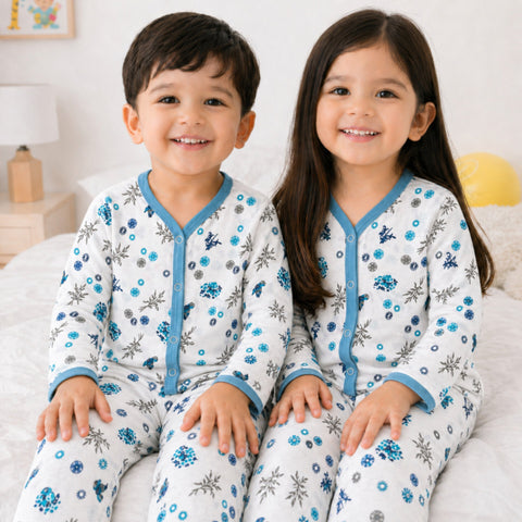 TBS - Cotton Jersey - Night Suit - Blue - Floral - 26