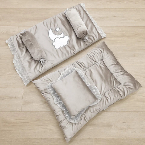 Royal's - 5 Pieces - Baby Bedding Set - Greyish Green