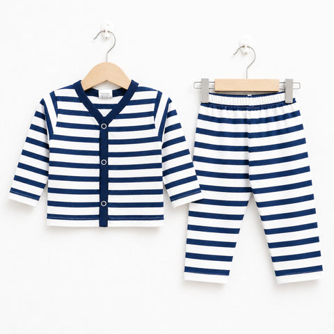 TBS - Cotton Jersey - Night Suit - Navy - Lines - 26