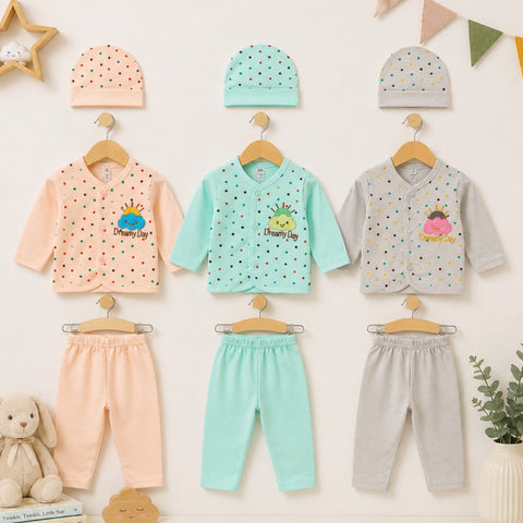 B&B - Cotton Jersey - Newborn Night Suits - PGG - Polka Dream - 26