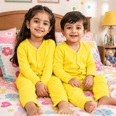 OLINI - Cotton Jersey - Night Suit - Lemon - YAM