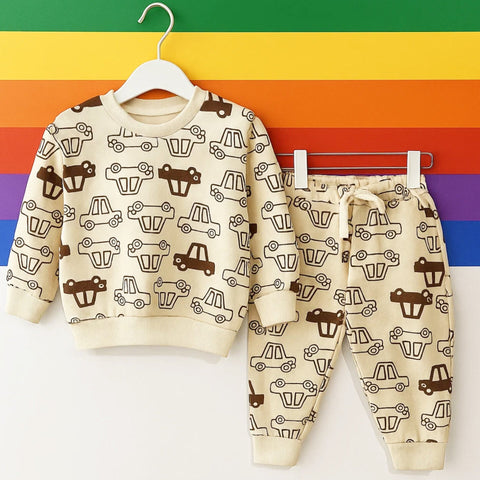 Z Kids - 2 Pieces - Suit Set - Skin - Brown Car - 25
