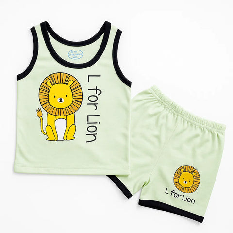 Sando & Shorts - Green - Lion