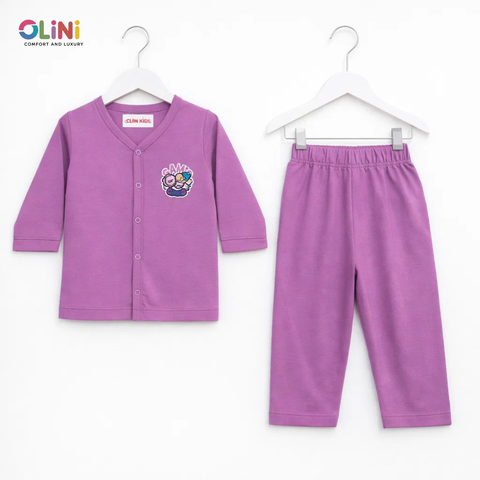 OLINI - Cotton Jersey - Night Suit - Dark Purple - Slumber Party