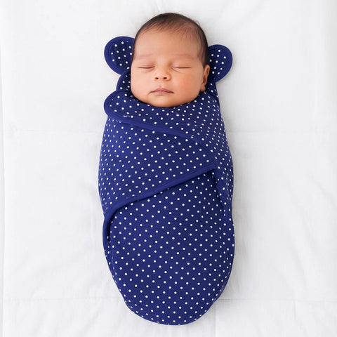 Hudson Baby - Quilted Swaddle Wrap - Blue & White Dots