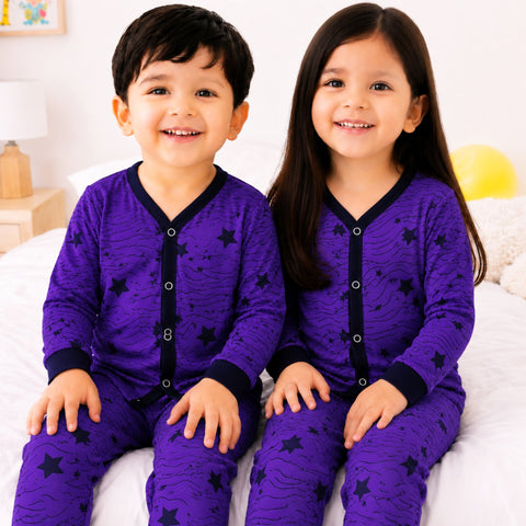 TBS - Cotton Jersey - Night Suit - Purple - Star Thread - 26