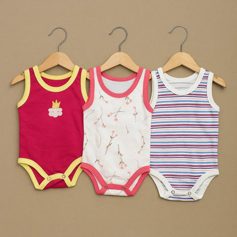 TBS - Pack of 3 Onesies - Girls - Pink & Leaves