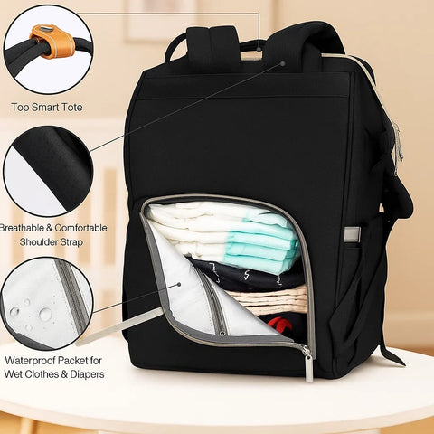 Babeyer - Waterproof Diaper Backpack - Black