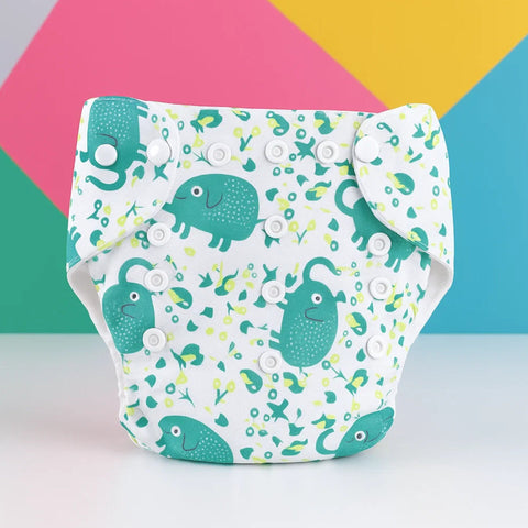 Reuseable Diaper - Elephants Green