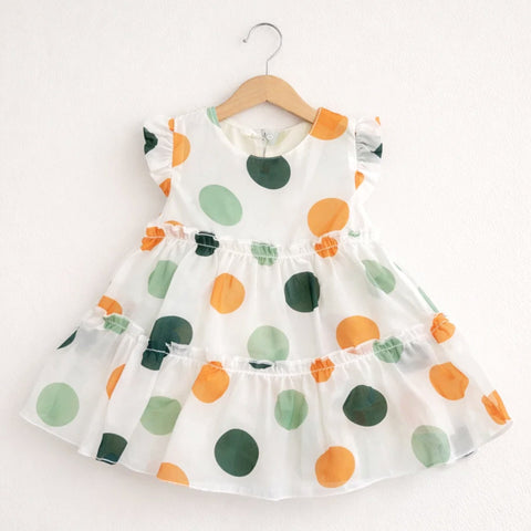 Sarah Aly - Chiffon Frock - White - Circles - China