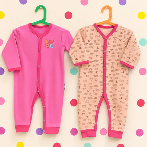 Junior's - Pack of 2 Rompers - Pink & Pink - Love & Characters