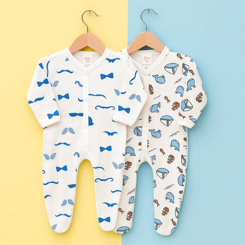 TBS - Pack of 2 Rompers - Fleece - Blue - Gentleman & Sea