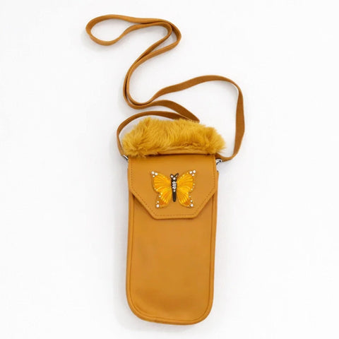 Girl's - Fashion Hand Bag - Mustard - Butterfly