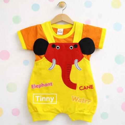 Hungle - 2 Pieces - Dungaree Set - Orange & Yellow - Elephant
