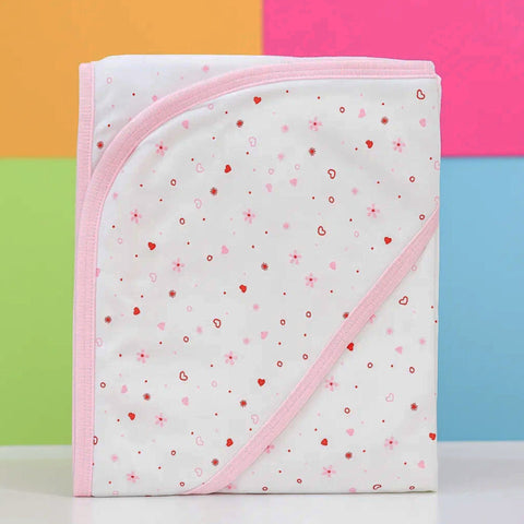 Little Home Baby - Hooded Cotton Wrap - Pink - Hearts & Flowers - Thailand