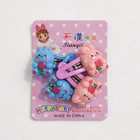 Qishi - Pack of 4 - Character Pins - Blue & Pink - Rabbit