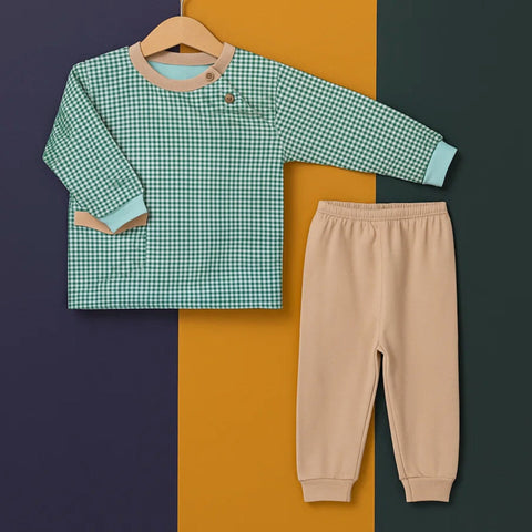 2 Pieces - Suit Set - Brown - Check